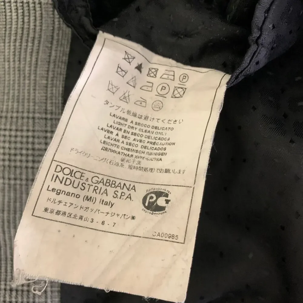 DOLCE & GABBANA Chest Size 38 Black White Plaid Virgin Wool Sport Coat